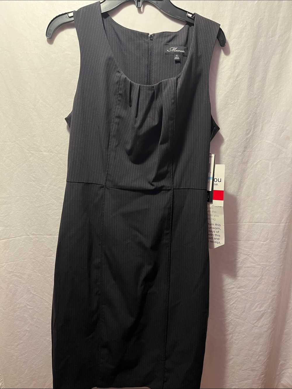 Classic Black Pinstripe Sheath Dress
